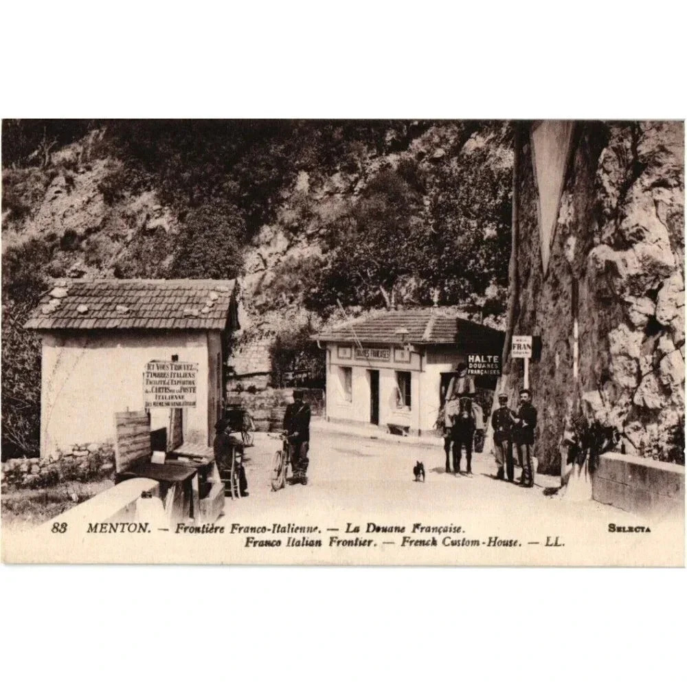 MENTON Frontière Franco-Italienne.- La Douane Française- Menton, France Postcard